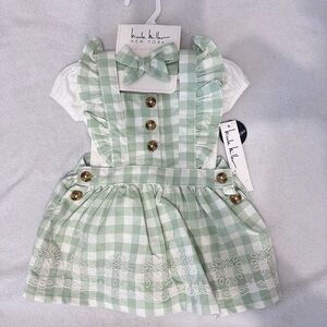 Nicole Miller Green Checkered Baby Dress 0-3 Months